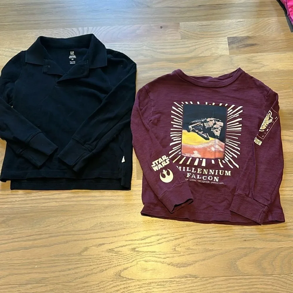 Two GAP Long Sleeve Cotton Shirts Boys XS